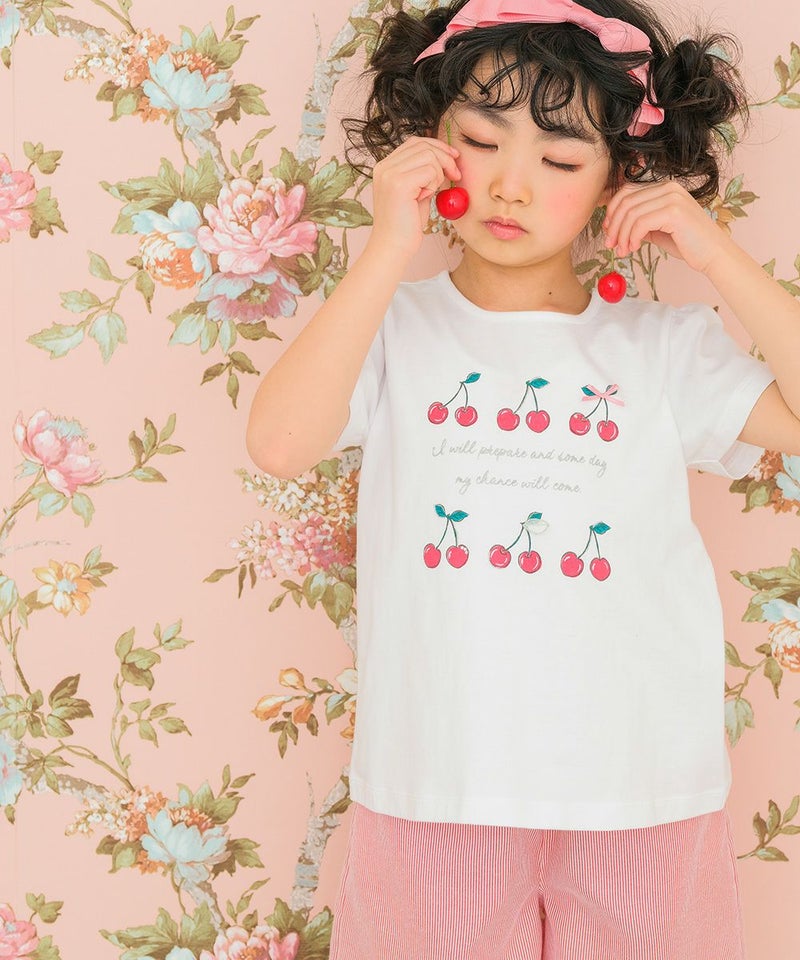 moononnonリピーター続出♥可愛すぎるプチプラTシャツ!綿100% さくらんぼ プリントTシャツ