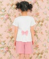 子供服 女の子 綿100％ リボン さくらんぼ ロゴ プリント Tシャツ オフホワイト(11) モデル画像2