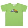ベビー服 男の子 綿100％ 乗り物  働く車 ショベルカー刺繍 Tシャツ グリーン(08) 正面