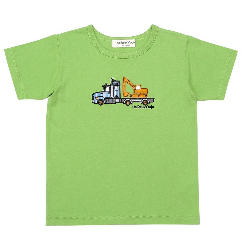 【男の子】安くて高見え！「プチプラ子供服」綿100％ 乗り物 働く車 ショベルカー刺繍 Tシャツ