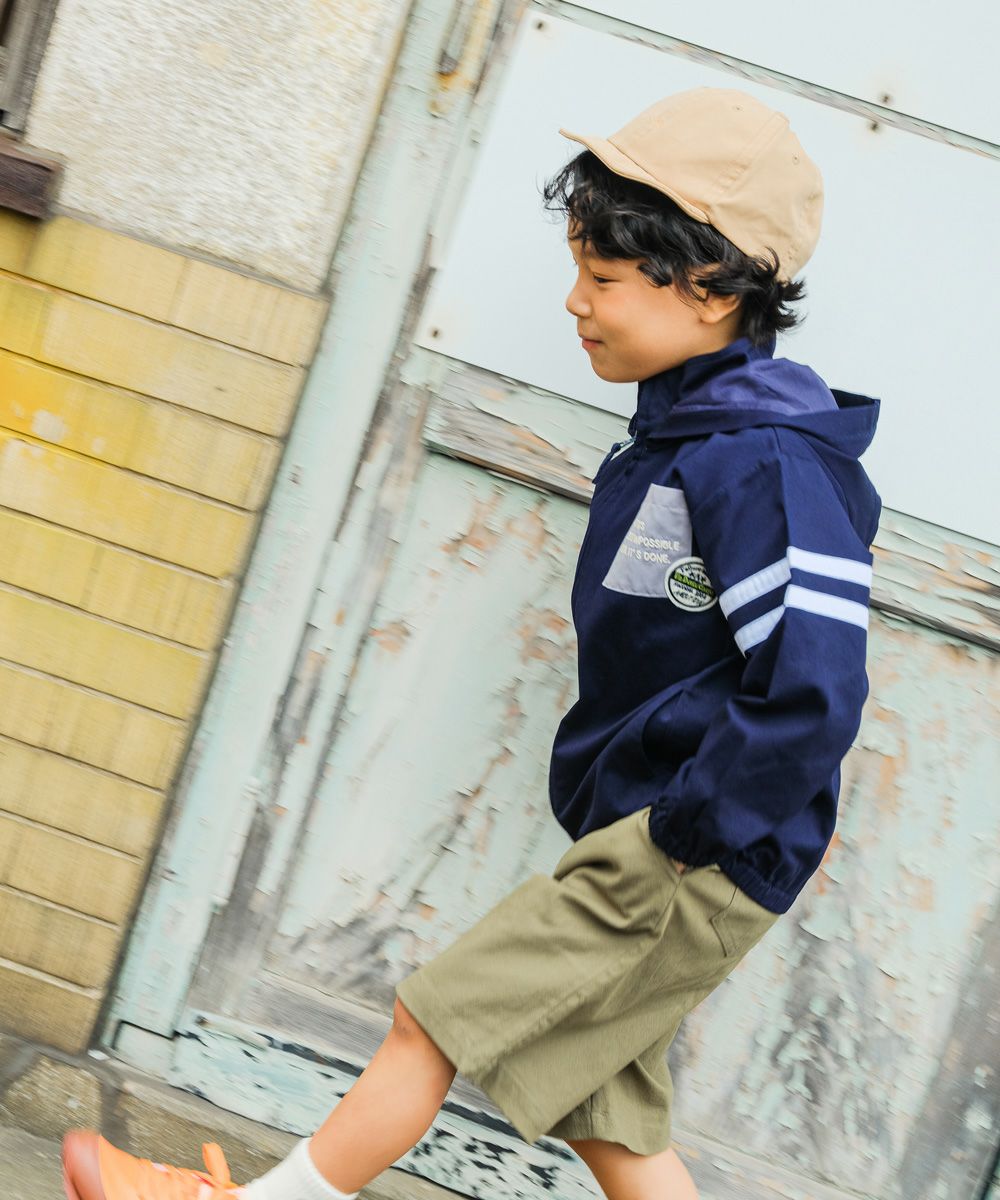 子供服 男の子 ストレッチ ツイル ジップアップ パーカー ジャケット ネイビー(06) モデル画像3
