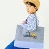 子供服 男の子 はたらく車 ストライプ ダンガリー レッスンバッグ マチ付き