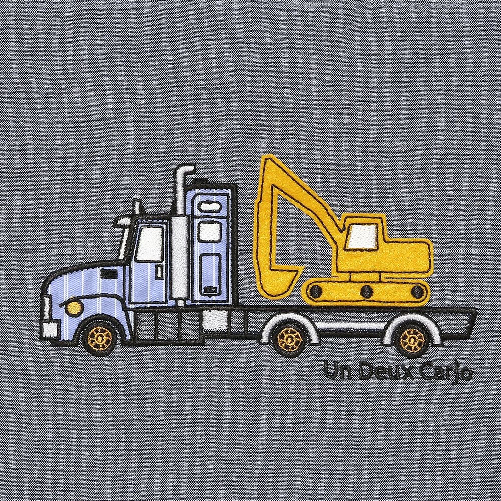 子供服 男の子 はたらく車 ストライプ ダンガリー レッスンバッグ マチ付き ネイビー(06) デザインポイント1