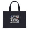 子供服 男の子 乗り物 電車プリント トートバッグ ネイビー(06) 正面