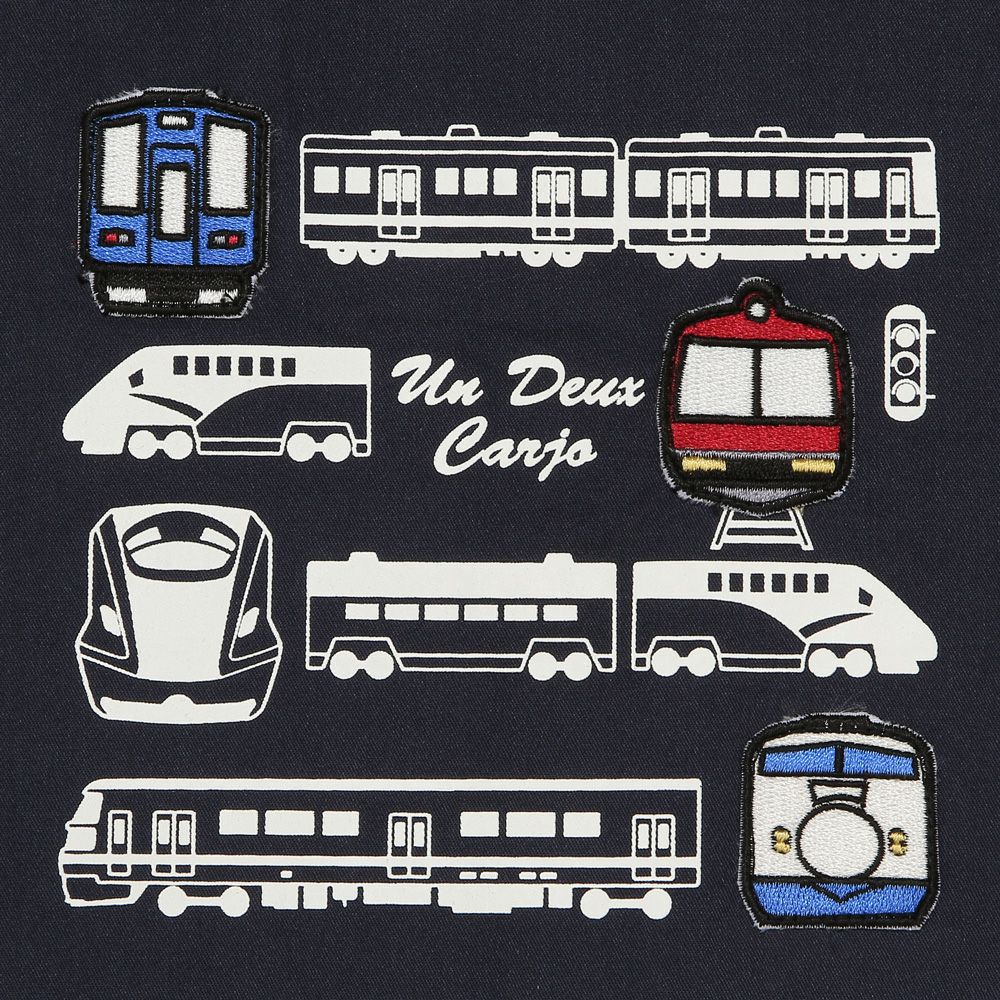 子供服 男の子 乗り物 電車プリント トートバッグ ネイビー(06) デザインポイント1