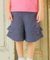 子供服 女の子 ストレッチ デニムニット フリルつき キュロットパンツ
