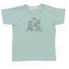 ベビー服 男の子 ベビー 綿100％ くま ドラム バンド プリントTシャツ グリーン(08) 正面