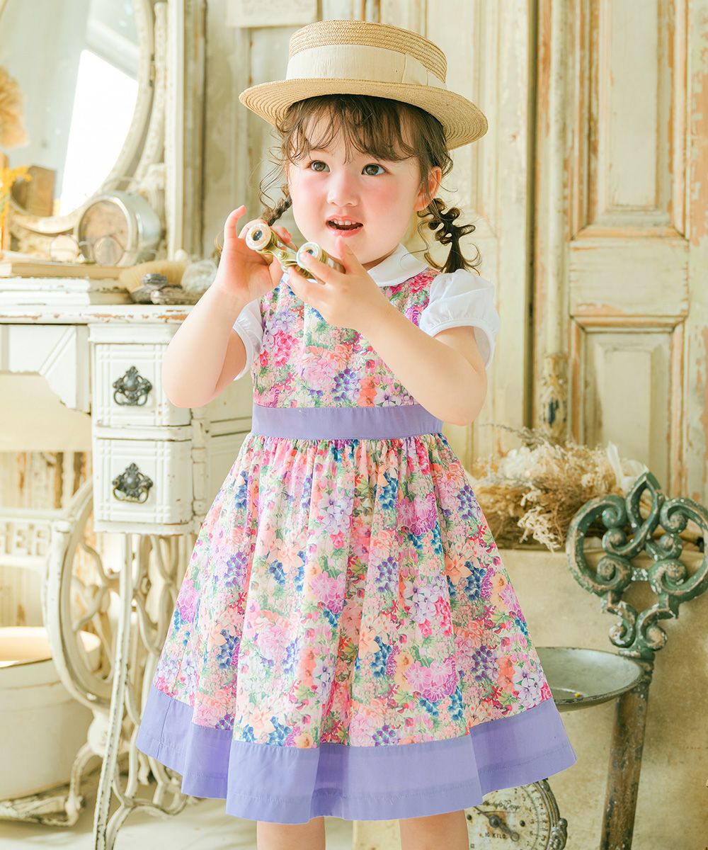日本製 リバティプリント使用 花柄 ギャザーワンピース｜ベビー・子供