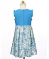 子供服 女の子 リバティプリント使用 花柄 取り外しリボンつきワンピース ブルー(61) トルソー背面