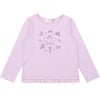 ベビー服 女の子 綿100％ バレエ モチーフ お花刺繍 Tシャツ パープル(91) 正面
