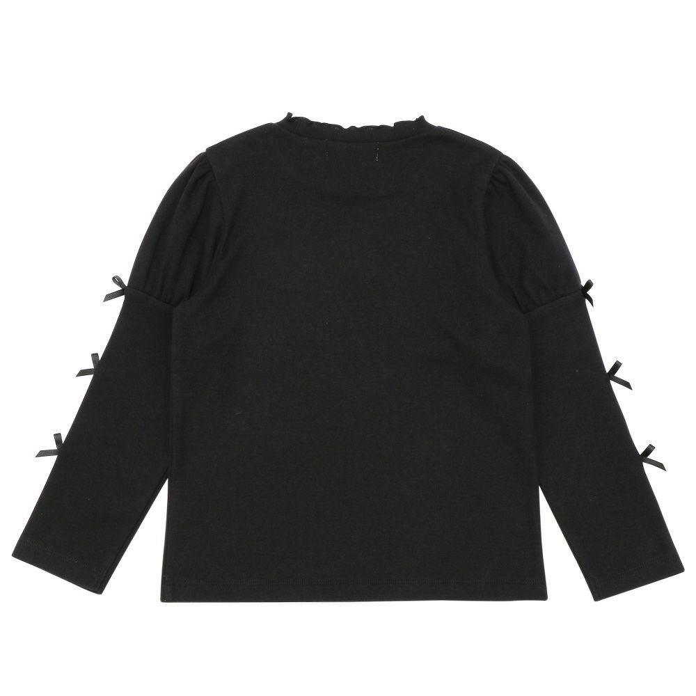 子供服 女の子 リボン パフスリーブ カットソー Tシャツ ブラック(00) 背面