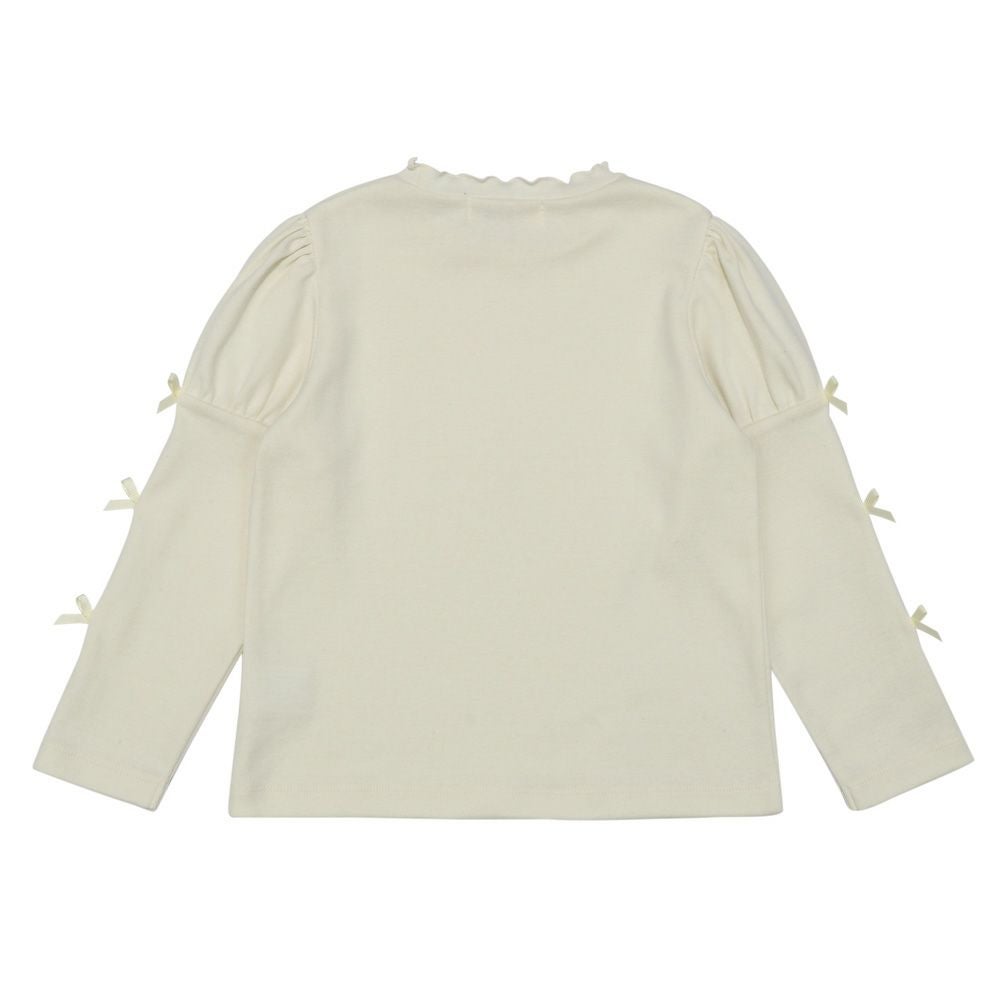 子供服 女の子 リボン パフスリーブ カットソー Tシャツ オフホワイト(11) 背面