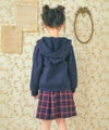 ベビー服 女の子 フード取り外し可能 フリル＆ポケット付き 裏起毛 パーカー ネイビー(06) モデル画像1