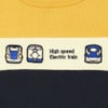 ベビー服 男の子 電車 乗り物 ワッペン 三色切り替え Tシャツ イエロー(04) デザインポイント1