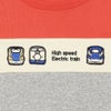 ベビー服 男の子 電車 乗り物 ワッペン 三色切り替え Tシャツ オレンジ(07) デザインポイント1