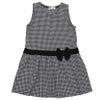 ベビー服 女の子 千鳥柄 リボンつき ワンピース ホワイト×ブラック(10) 正面