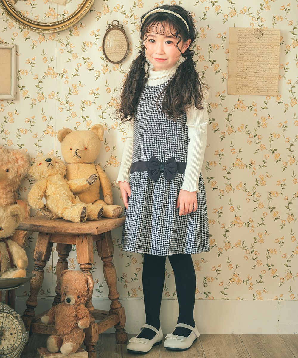 千鳥柄 リボンつき ワンピース｜ベビー・子供服 通販 moononnon むー