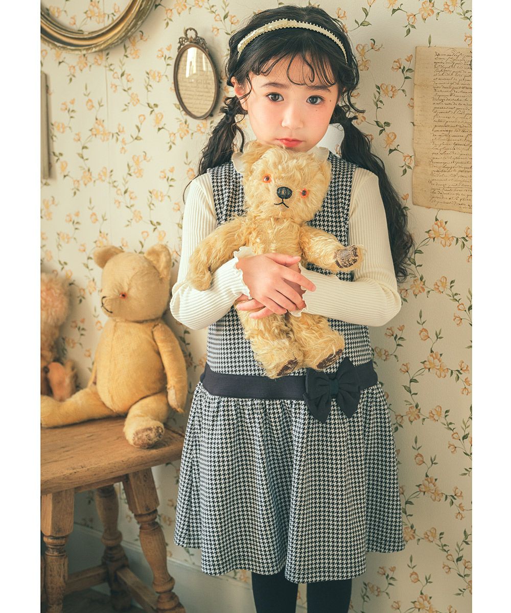 千鳥柄 リボンつき ワンピース｜ベビー・子供服 通販 moononnon むー