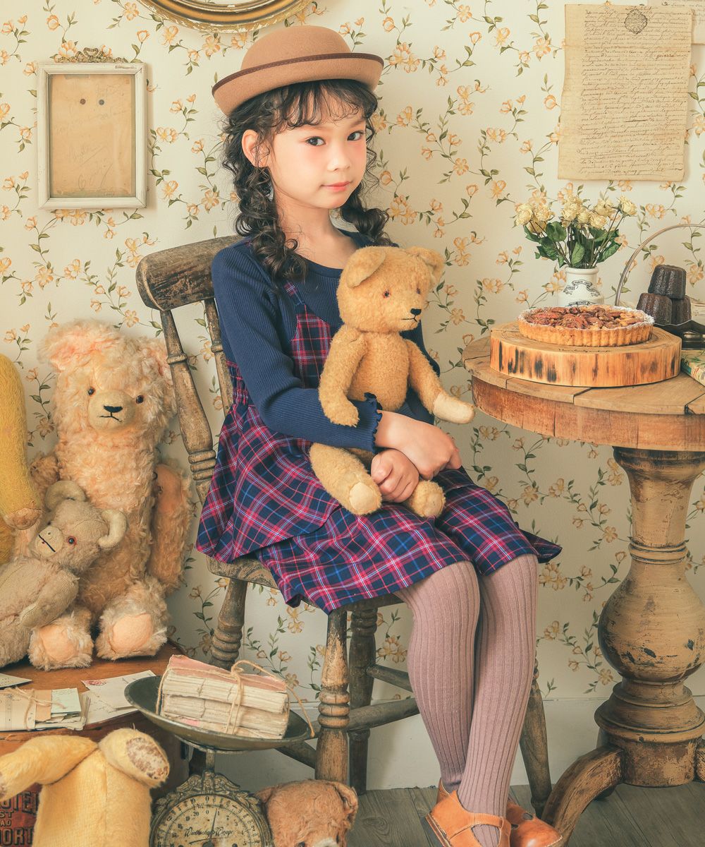 千鳥柄＆チェック柄 重ね着風 ペプラムTシャツ｜ベビー・子供服 通販
