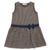 ベビー服 女の子 千鳥チェック柄 リボンつき ワンピース ネイビー(06) 正面