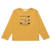 ベビー服 男の子 ロゴ 恐竜 刺繍 くすみカラー かっこいい おしゃれ ティーシャツ トドラー キッズ イエロー(04) 正面