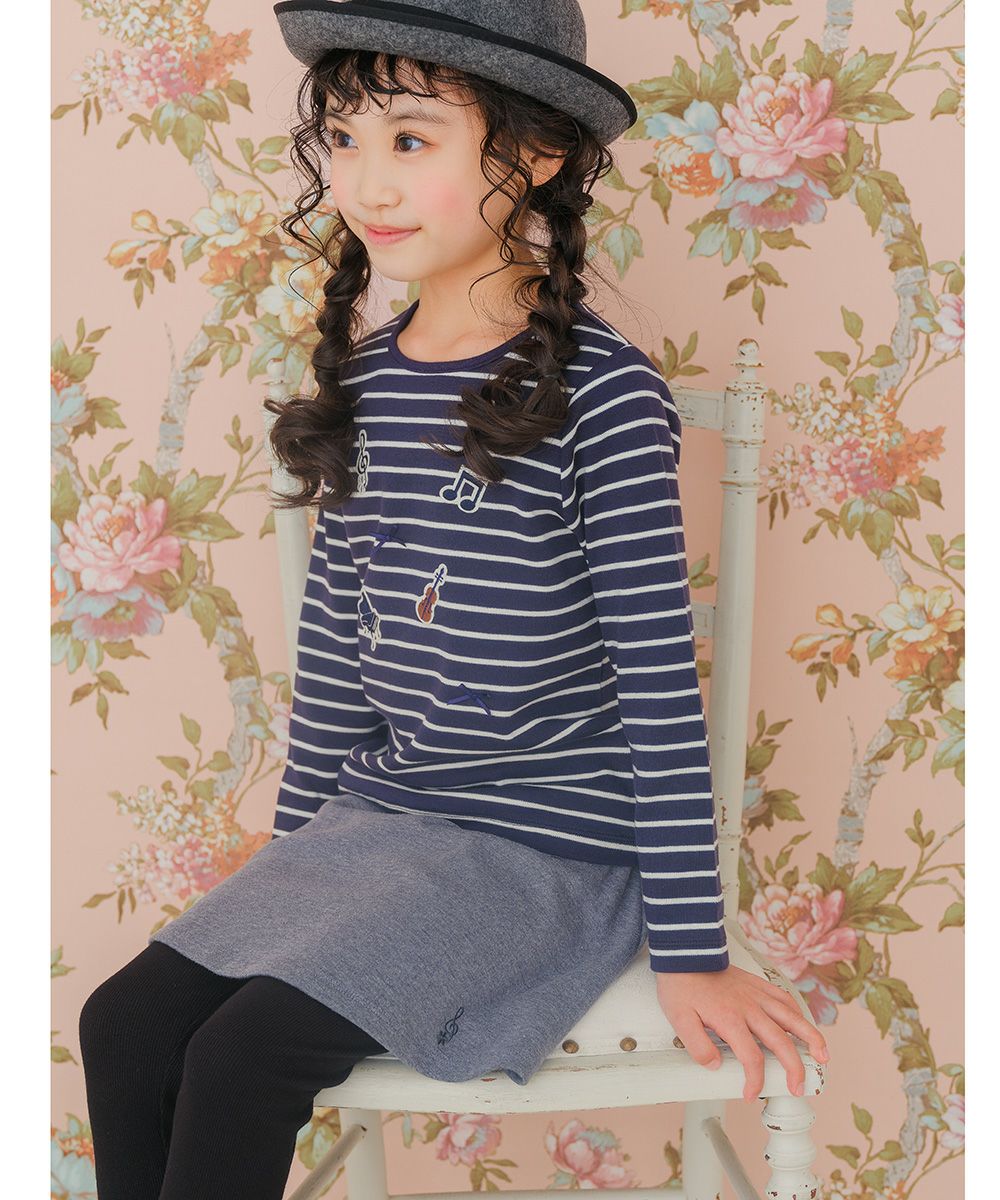ベビー服 女の子 音符刺繍10分丈 スカッツ 杢ｸﾞﾚｰ(92) モデル画像1