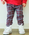 ベビー服 男の子 チェック柄10分丈パンツ　レッド　モデル1