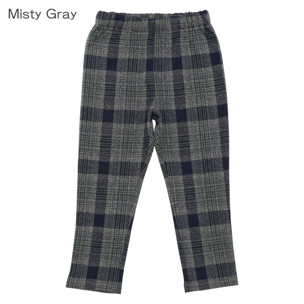 ベビー服 男の子 チェック柄10分丈パンツ　杢グレー　前