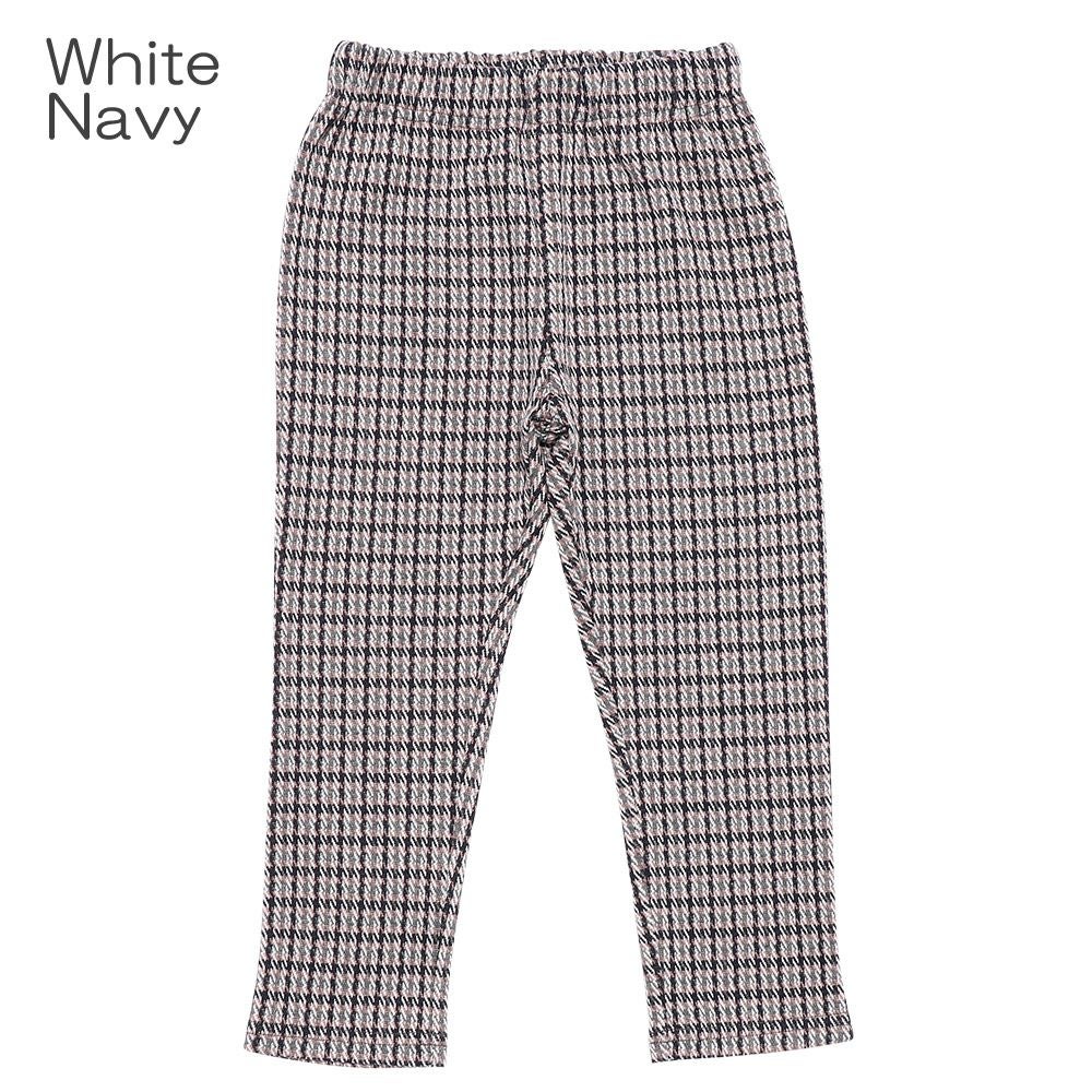 ベビー服 男の子 チェック柄10分丈パンツ　紺×白　前