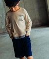 子供服 男の子 裾フェイクレイヤード ロゴプリントTシャツ ベージュ(51) モデル画像3