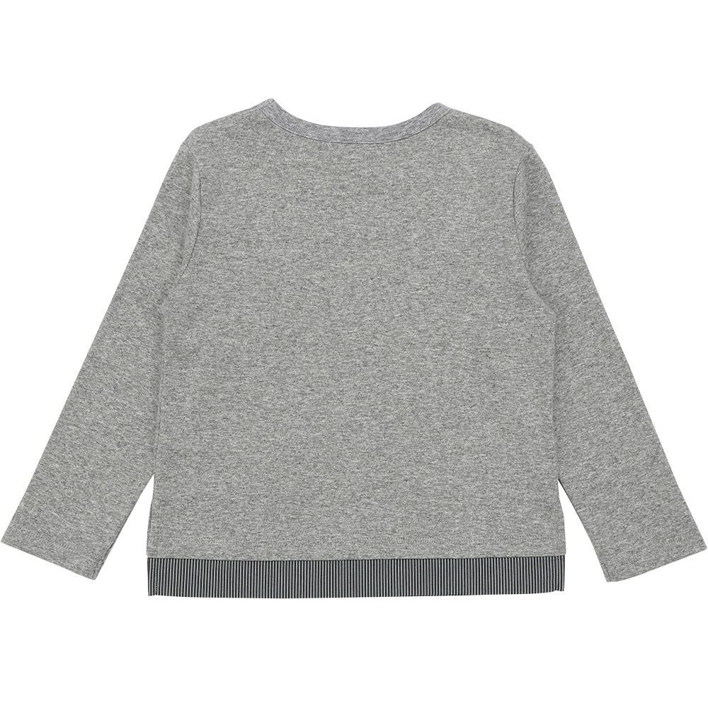 子供服 男の子 裾フェイクレイヤード ロゴプリントTシャツ 杢ｸﾞﾚｰ(92) 背面