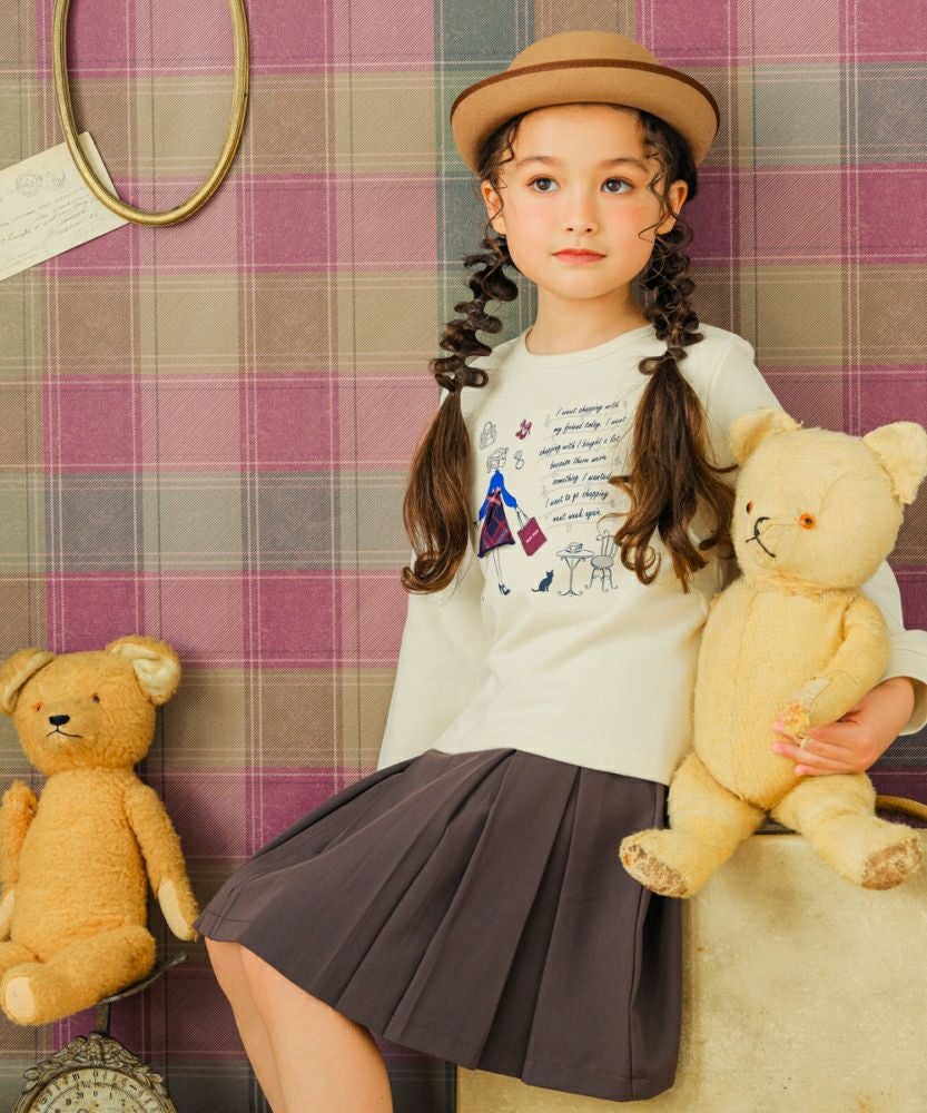 子供服 女の子 女の子モチーフ ロゴ プリント裏毛 トレーナー アイボリー(12) モデル画像2