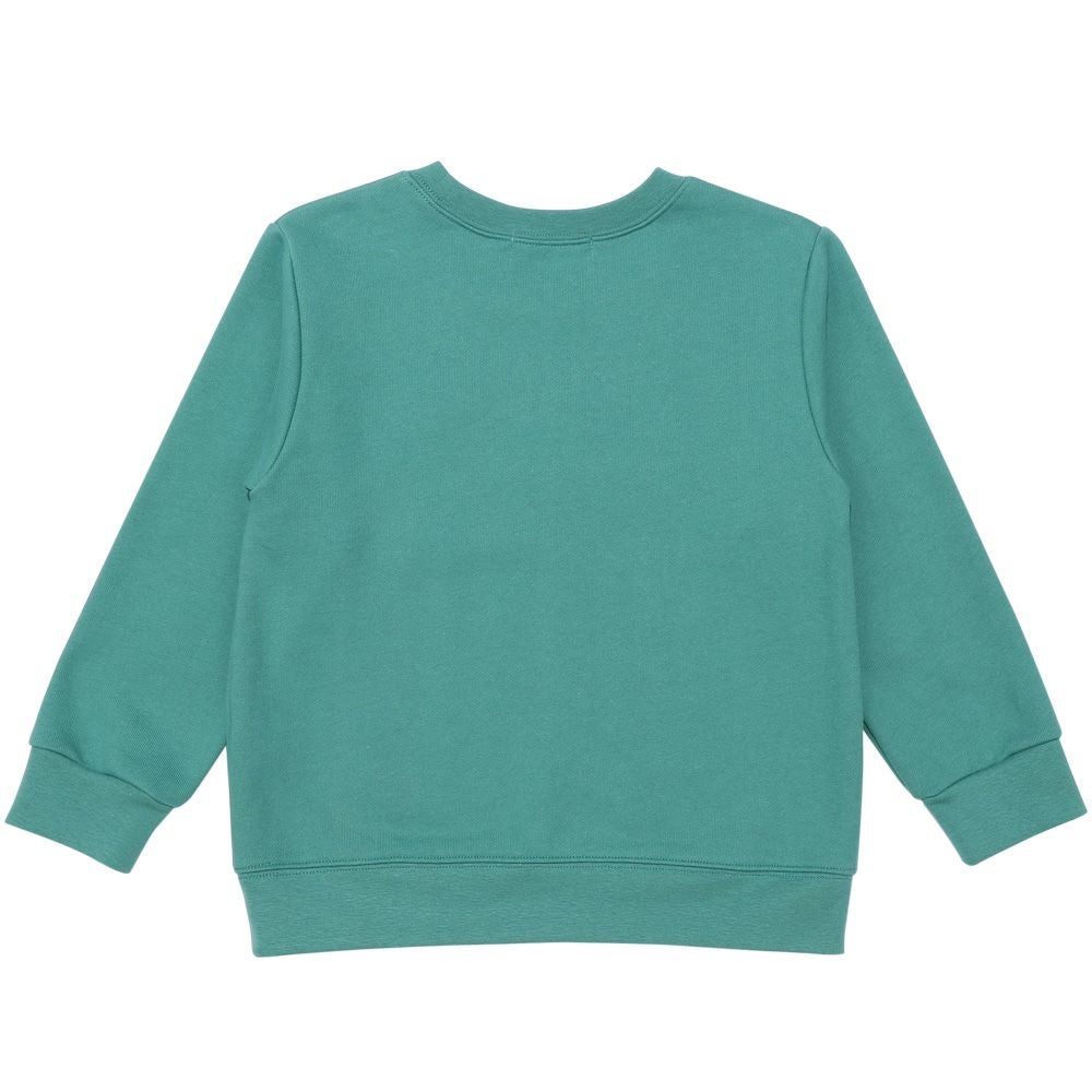 ベビー服 男の子 電車ワッペン＆プリント 乗り物シリーズ裏毛トレーナー グリーン(08) 背面