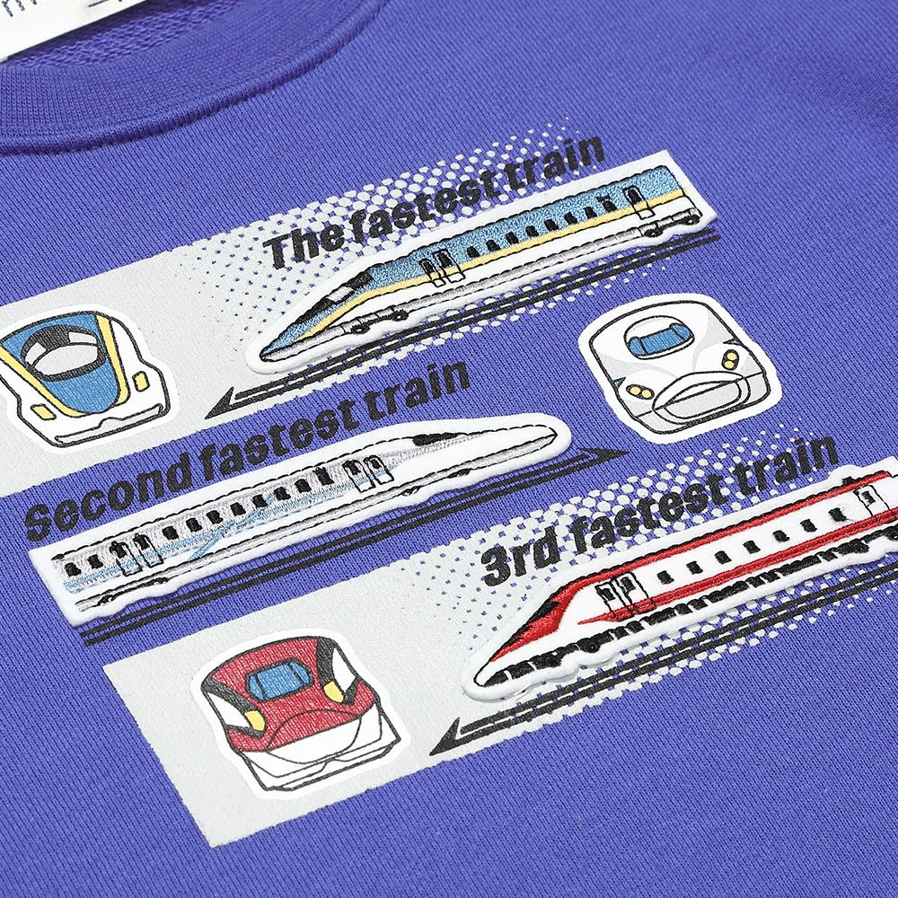 ベビー服 男の子 電車ワッペン＆プリント 乗り物シリーズ裏毛トレーナー ブルー(61) 詳細