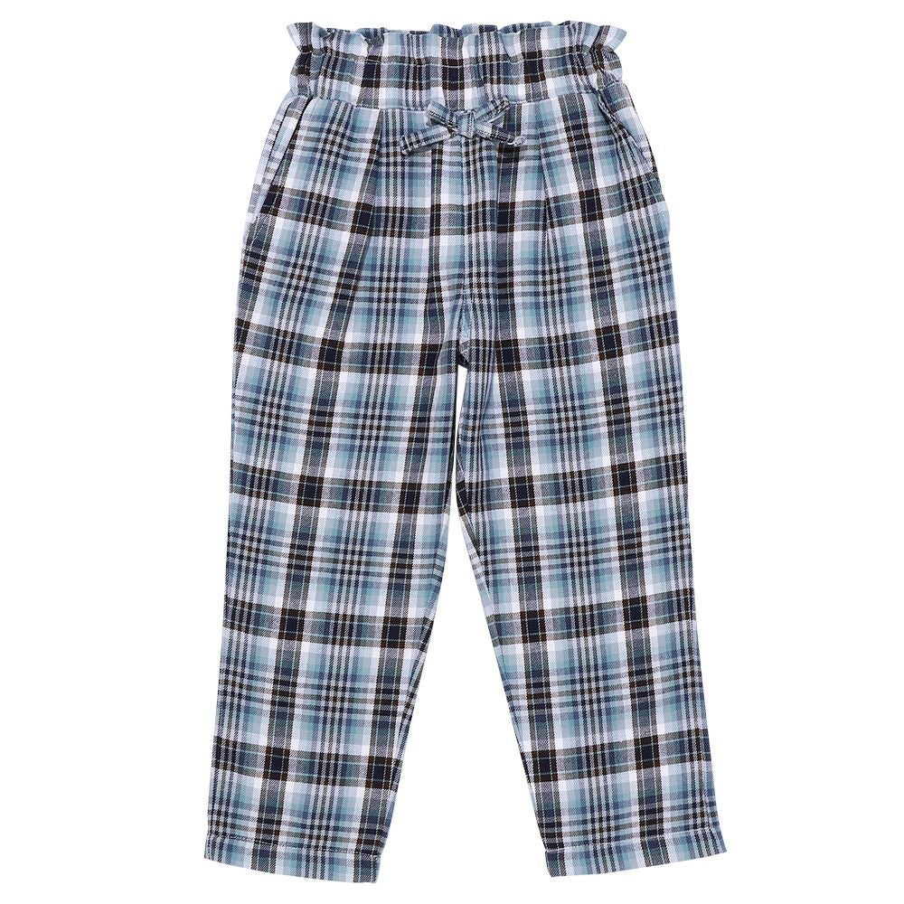 子供服 女の子 綿100％ チェック柄パンツ ブルー(61) 正面