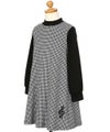 ベビー服 女の子 千鳥柄 音符刺? ワンピース ホワイト×ブラック(10) トルソー斜め