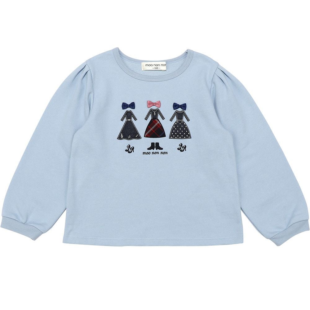 子供服 女の子 ワンピースアップリケ オリジナルチェック トレーナー ブルー(61) 正面