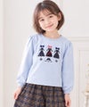 子供服 女の子 ワンピースアップリケ オリジナルチェック トレーナー ブルー(61) 