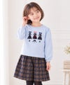 子供服 女の子 ワンピースアップリケ オリジナルチェック トレーナー ブルー(61) 