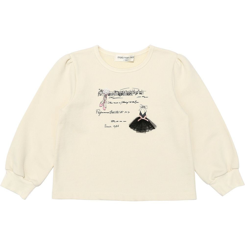 子供服 女の子 リボン ドレス 音符 ロゴプリント トレーナー アイボリー(12) 正面