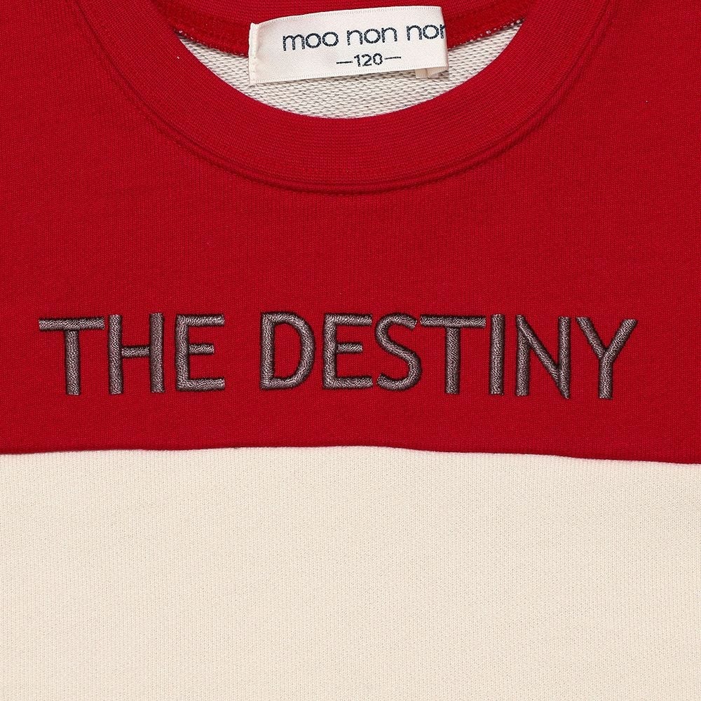 子供服 男の子 ロゴ刺繍 バイカラー トレーナー レッド(03) デザインポイント1