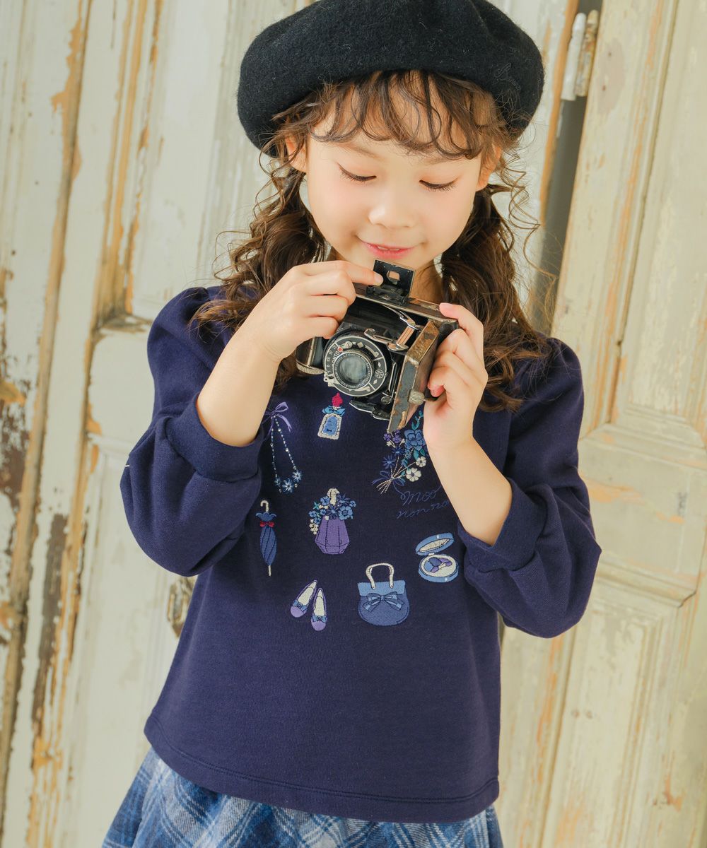 香水瓶 お花 リボン 刺繍 裏毛トレーナー｜ベビー・子供服 通販