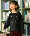 ベビー服 女の子 キッズ ドドラー ジュニア 袖リブ フリル さくらんぼ リボン 音符 刺繍 ブラック(00) モデル画像1