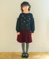 ベビー服 女の子 キッズ ドドラー ジュニア 袖リブ フリル さくらんぼ リボン 音符 刺繍 ブラック(00) モデル画像2