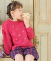 ベビー服 女の子 キッズ ドドラー ジュニア 袖リブ フリル さくらんぼ リボン 音符 刺繍 ピンク(02) モデル画像アップ