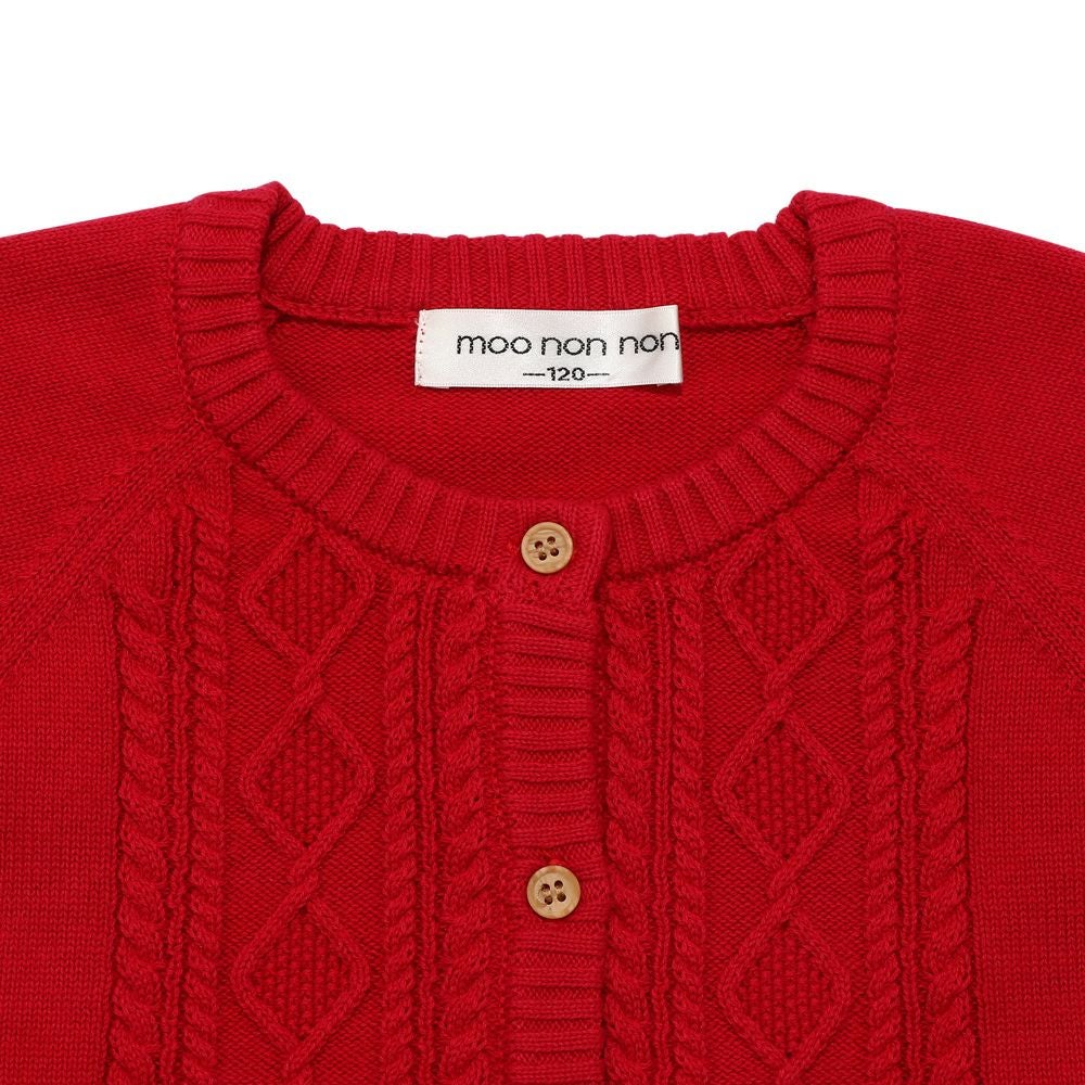 ベビー服 女の子 綿100％ ケーブルニット カーディガン レッド(03) デザインポイント1