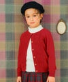 ベビー服 女の子 綿100％ ケーブルニット カーディガン レッド(03) モデル画像アップ