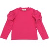 子供服 女の子 こども 子ども服 こども服 キッズ ジュニア 無地 シャーリング袖 カットソー ティーシャツ ピンク(02) 正面