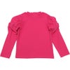子供服 女の子 こども 子ども服 こども服 キッズ ジュニア 無地 シャーリング袖 カットソー ティーシャツ ピンク(02) 背面