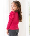 子供服 女の子 こども 子ども服 こども服 キッズ ジュニア 無地 シャーリング袖 カットソー ティーシャツ ピンク(02) モデル画像アップ